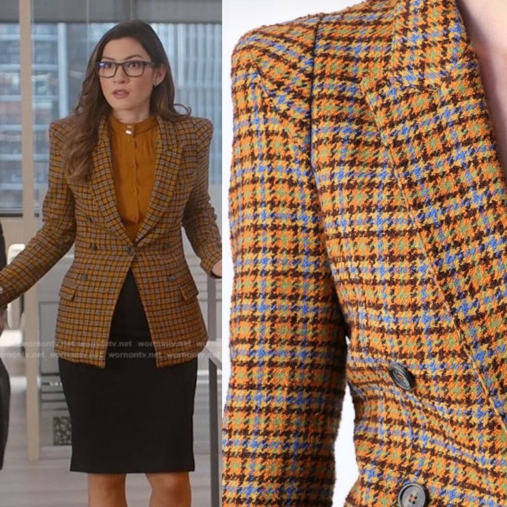 Smythe Plaid Blazer Not A Pagoda Tweed Plaid Single Button Jacket Size 0